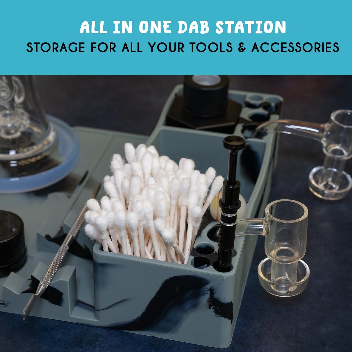 Wax Tool Station - Mat & Accessory Organizer - Heat Resistant & Non Stick Silicone Surface - Kit Accessories Included: ISO Jar, Tool & Pearl Grabber