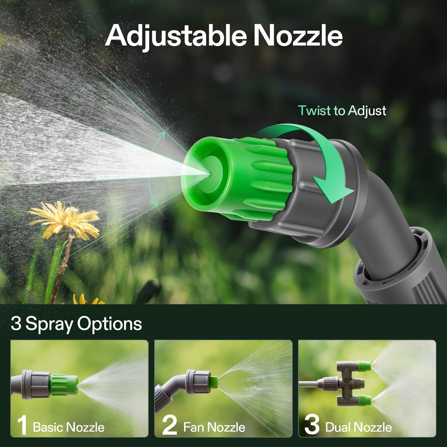 VIVOSUN 1 Gal/4L Pump Sprayer, Garden Water Sprayer for Plants, Weeds & Lawn Care, with 3 Nozzles, 50'' Long Hose & Pressure Relief Valve