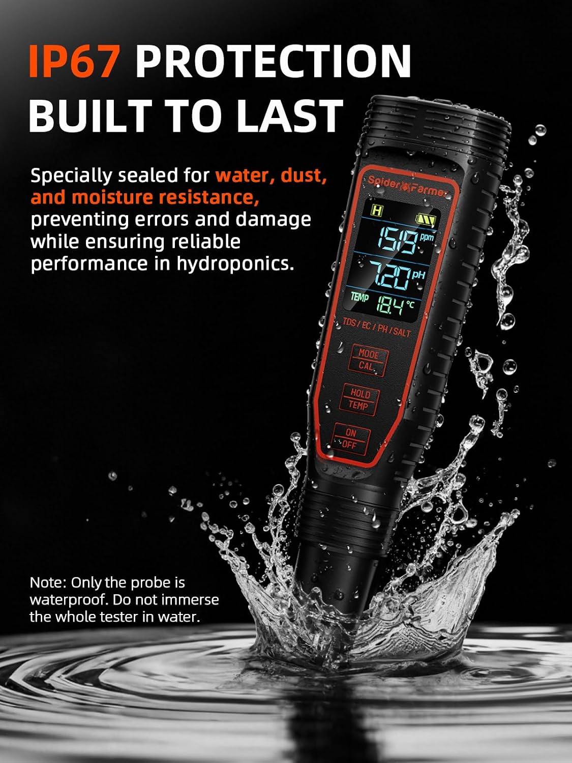 Spider Farmer 5-in-1 Digital pH Meter Kit Pen Tester for Water Hydroponics