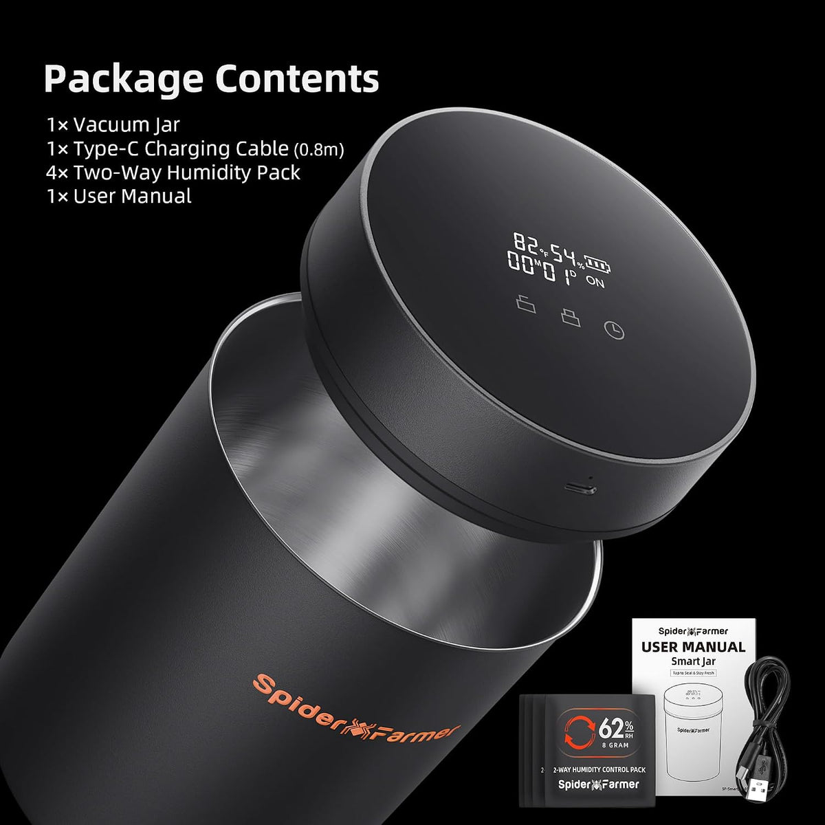 Spider Farmer Smart Curing Jar 2L Vacuum Container for Fresh Storage