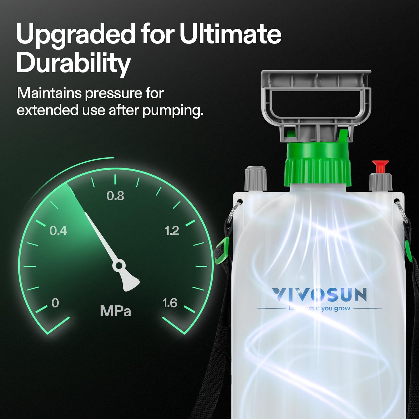VIVOSUN 1 Gal/4L Pump Sprayer, Garden Water Sprayer for Plants, Weeds & Lawn Care, with 3 Nozzles, 50'' Long Hose & Pressure Relief Valve