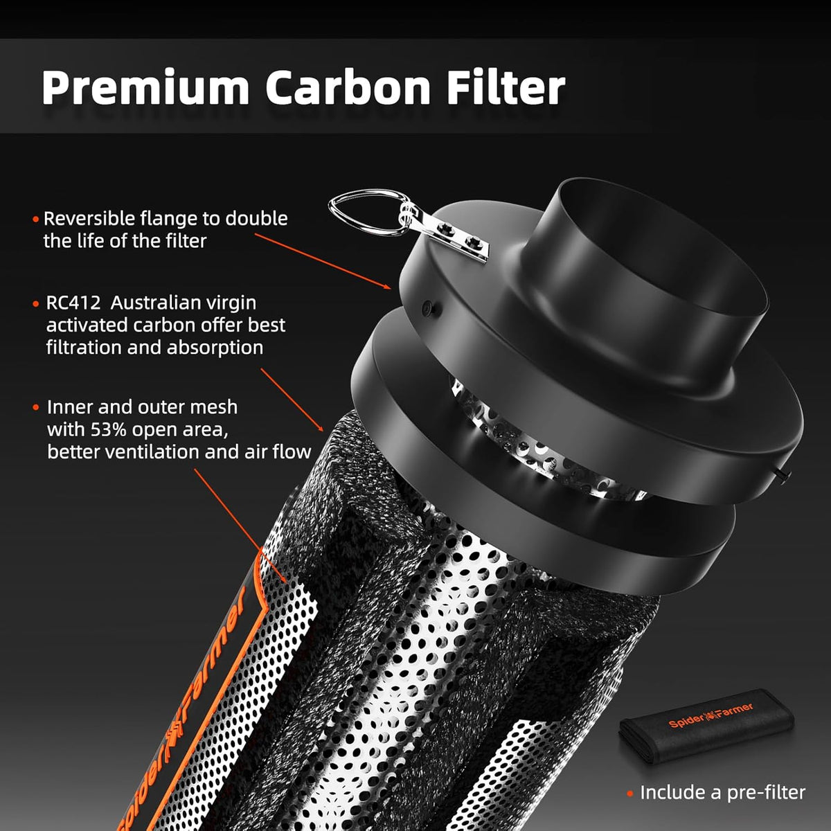 Spider Farmer 6 Inch Air Filtration Kit with Temp Humidity Controller