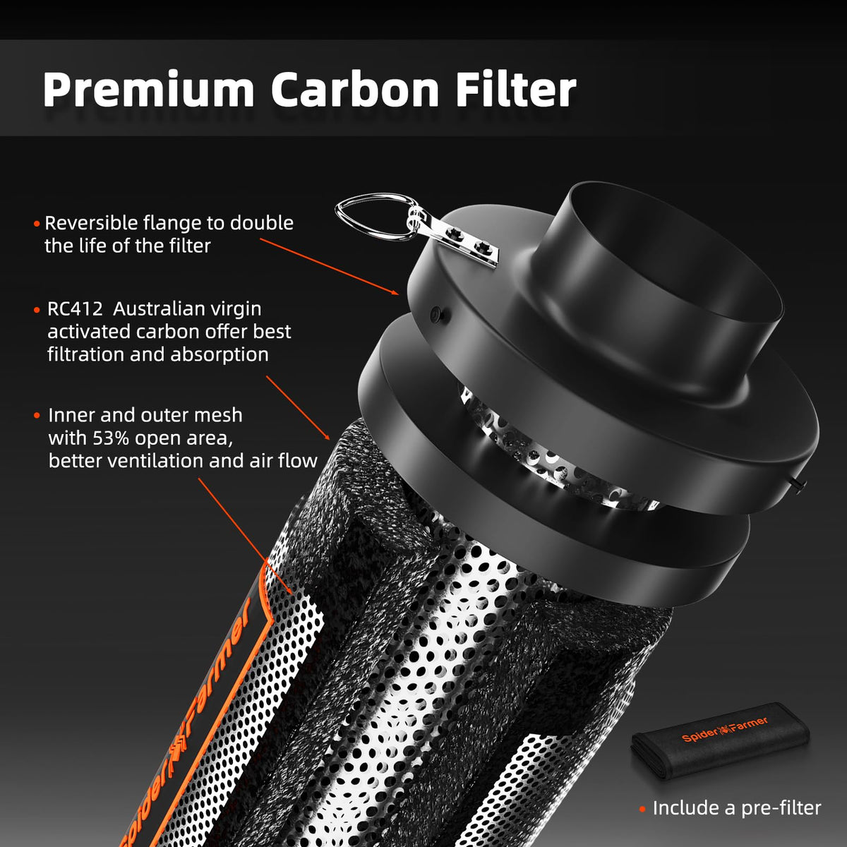 Spider Farmer 6 Inch Air Filtration Kit with Temp Humidity Controller