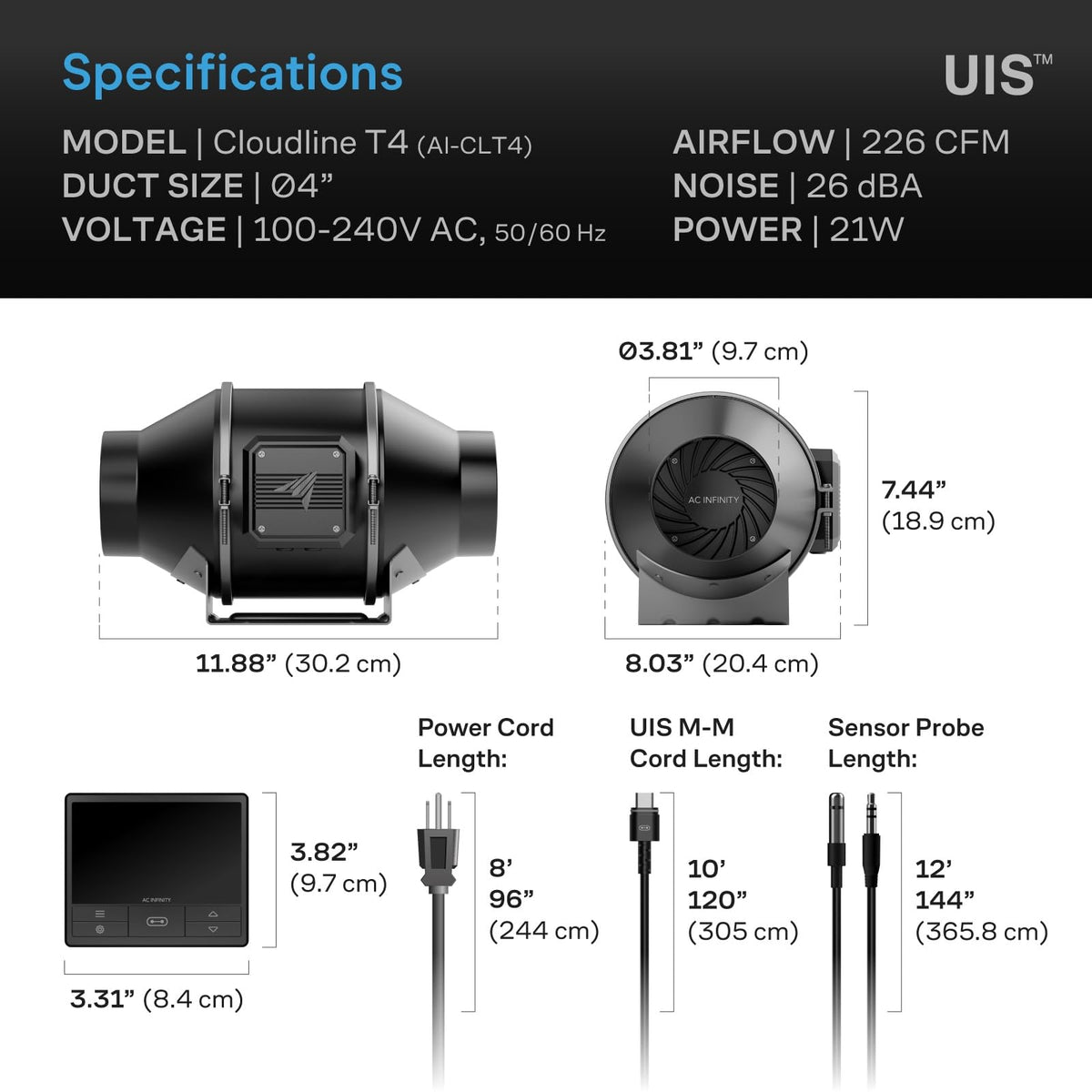 AC Infinity Inline Duct Fans with Controller Options