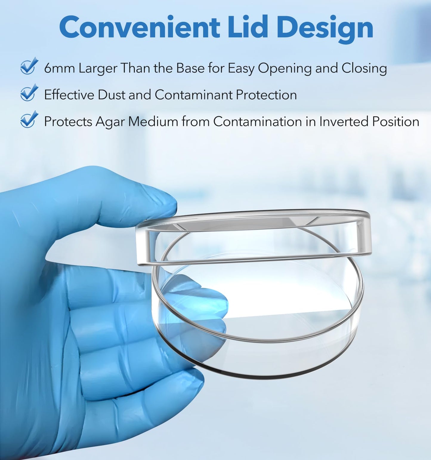 FOUR E'S SCIENTIFIC 60mm Glass Petri Dishes with Lids, High Borosilicate Glass Culture Dishes for Laboratory, Science Project, School, Pack of 5