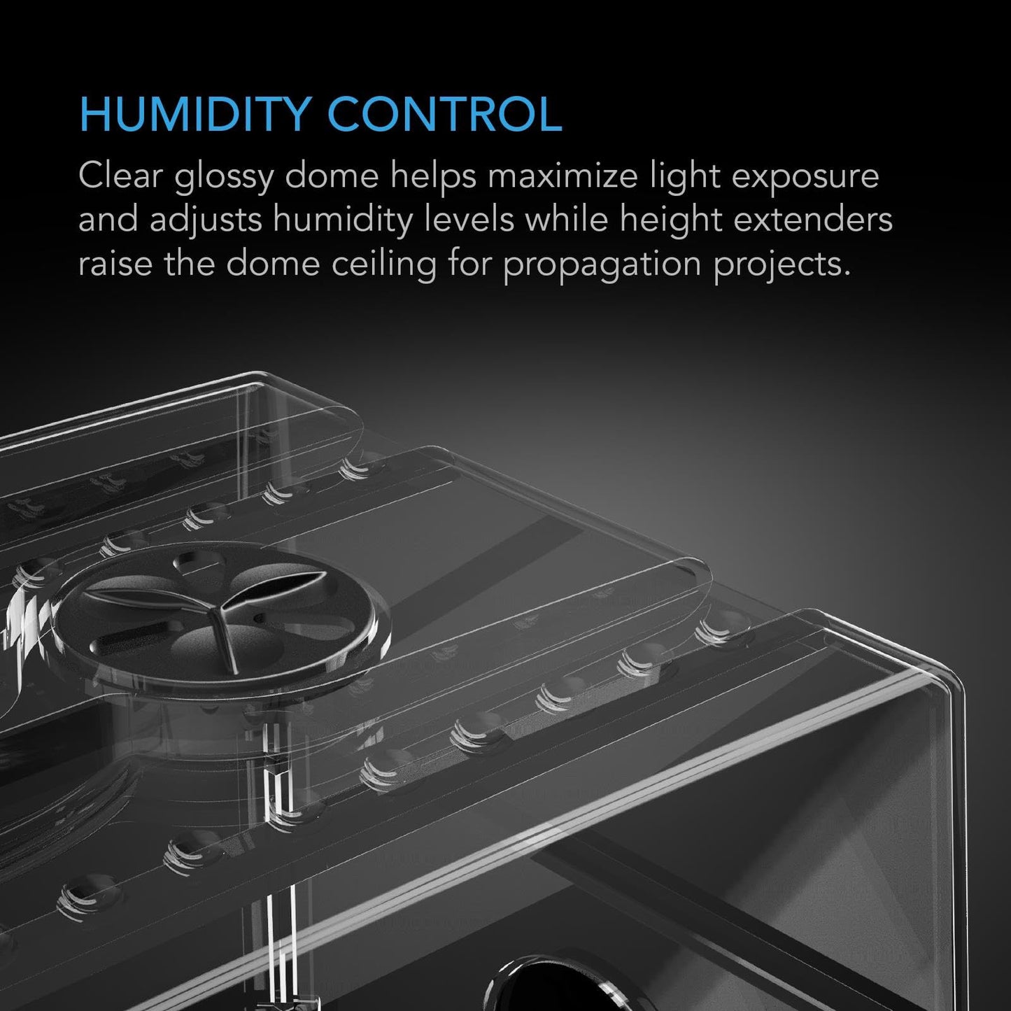 AC Infinity Heavy Duty 3mm Thick Humidity Dome Germination Kit with Waterproof Seedling Mat, Dimmable LED Grow Light Bars, Vented Height Extensions for Indoor Gardening, Seed Starting, Plant Cloning