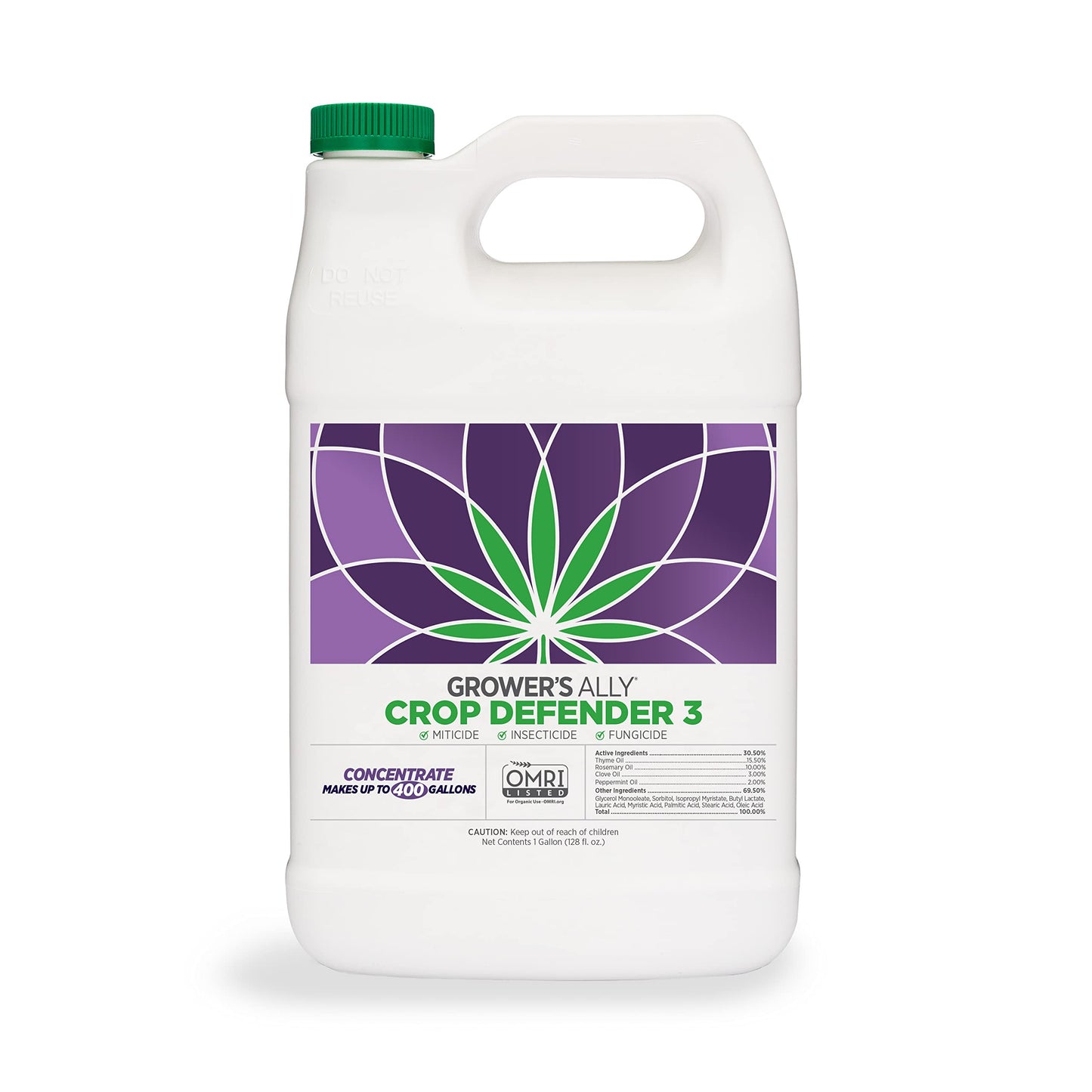 Grower's Ally Crop Defender 3 Ready-to-Use 24 oz | Natural, Safe & Organic Insecticide & Fungicide Control for Plants - Powdery Mildew, Spider Mites & Russet Mite Killer, OMRI Listed