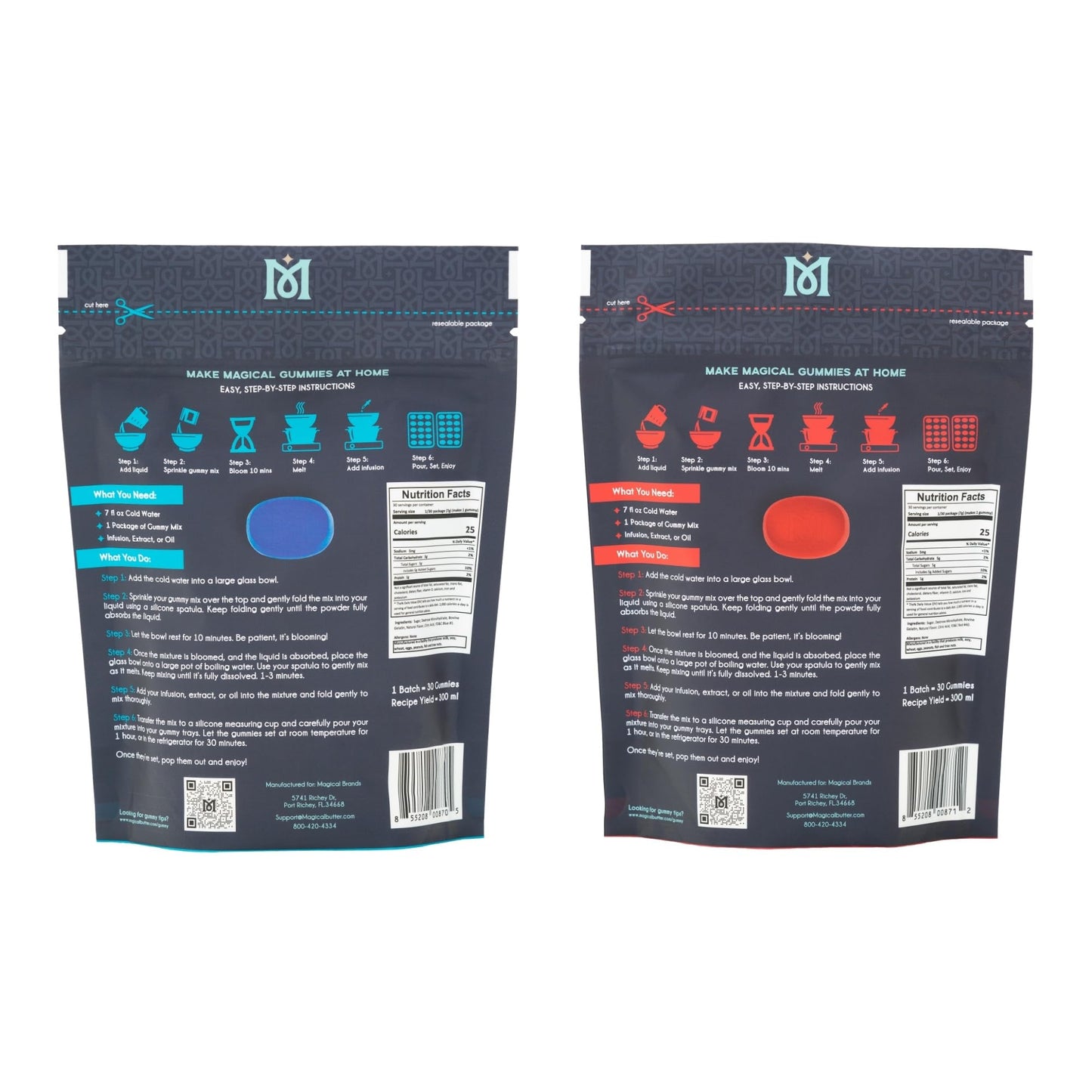 Magical Butter Gummy Mix & Silicone Mold Kit – Mango & Watermelon Normal Mix with 10 mL Gummy Mold – Fruity Gelatin Powder Candy Making Set