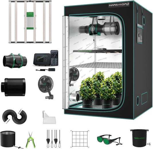 MARS HYDRO 4x4 Smart Grow Tent Kit Complete System with Newly Upgraded Digital Intelligent Temperature and Humidity Controller