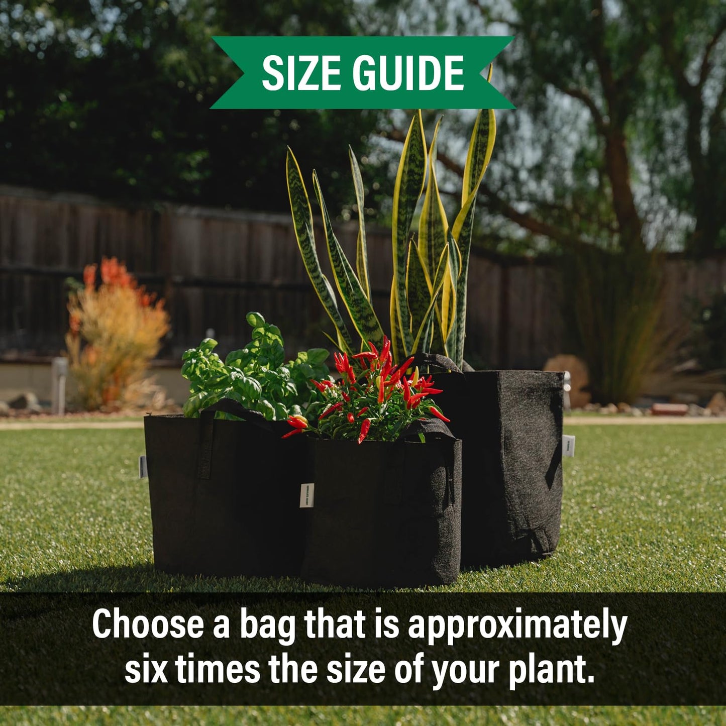 Humboldts Secret Fabric Grow Bags - Non Woven Fabric Plant Pots - Reusable Garden Bags - Plant Grow Bags for Indoor and Outdoor Plants - Thick Fabric Pots with Handles (5-Pack) (10 Gallon)