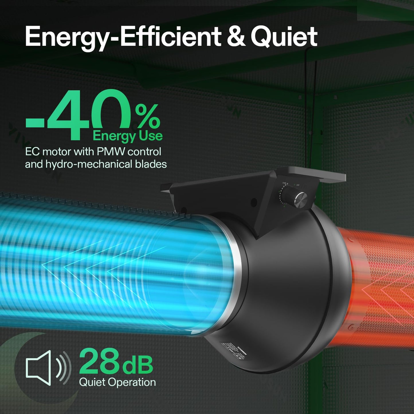 VIVOSUN D4 4 Inch 195 CFM Inline Duct Ventilation Fan HVAC Vent Blower for Hydroponics Grow Tent