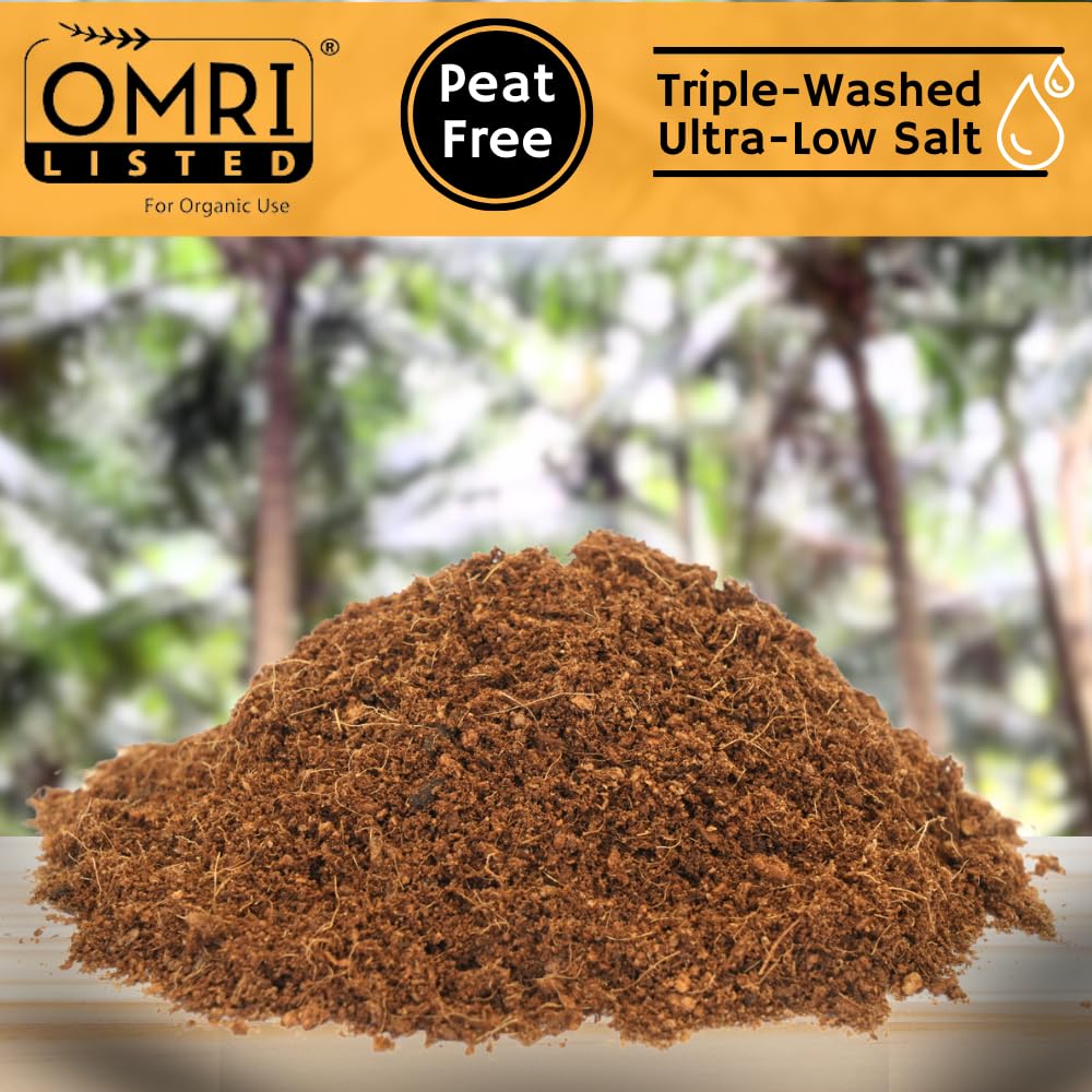 Happy Trees Coco Coir Loose Coconut Fiber Growing Medium, Potting Mix, Seed-Starting, Premium Quality, Triple-Washed for Low Salt/EC, pH Balanced, Peat-Free, OMRI Organic, 50L (1.8 cu.ft.)