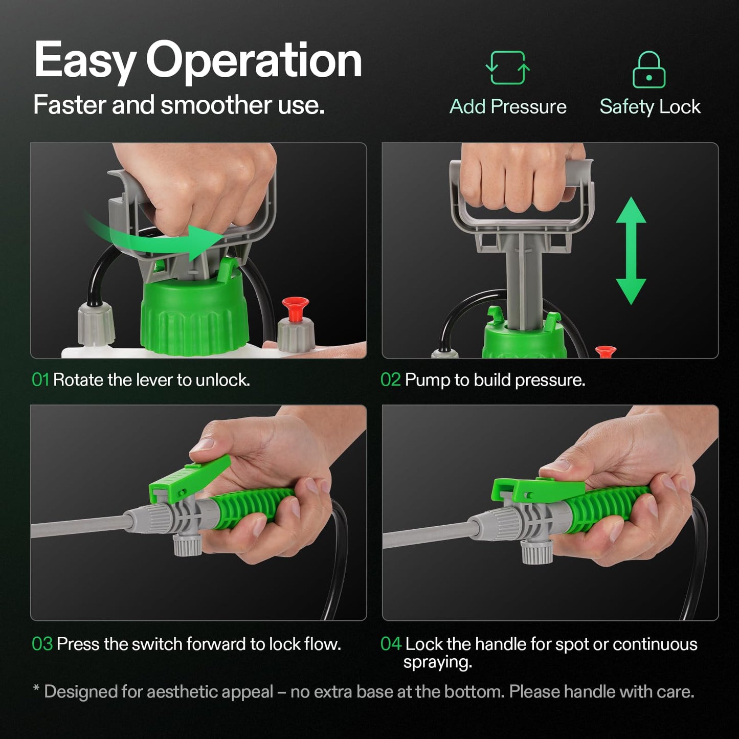VIVOSUN 1 Gal/4L Pump Sprayer, Garden Water Sprayer for Plants, Weeds & Lawn Care, with 3 Nozzles, 50'' Long Hose & Pressure Relief Valve