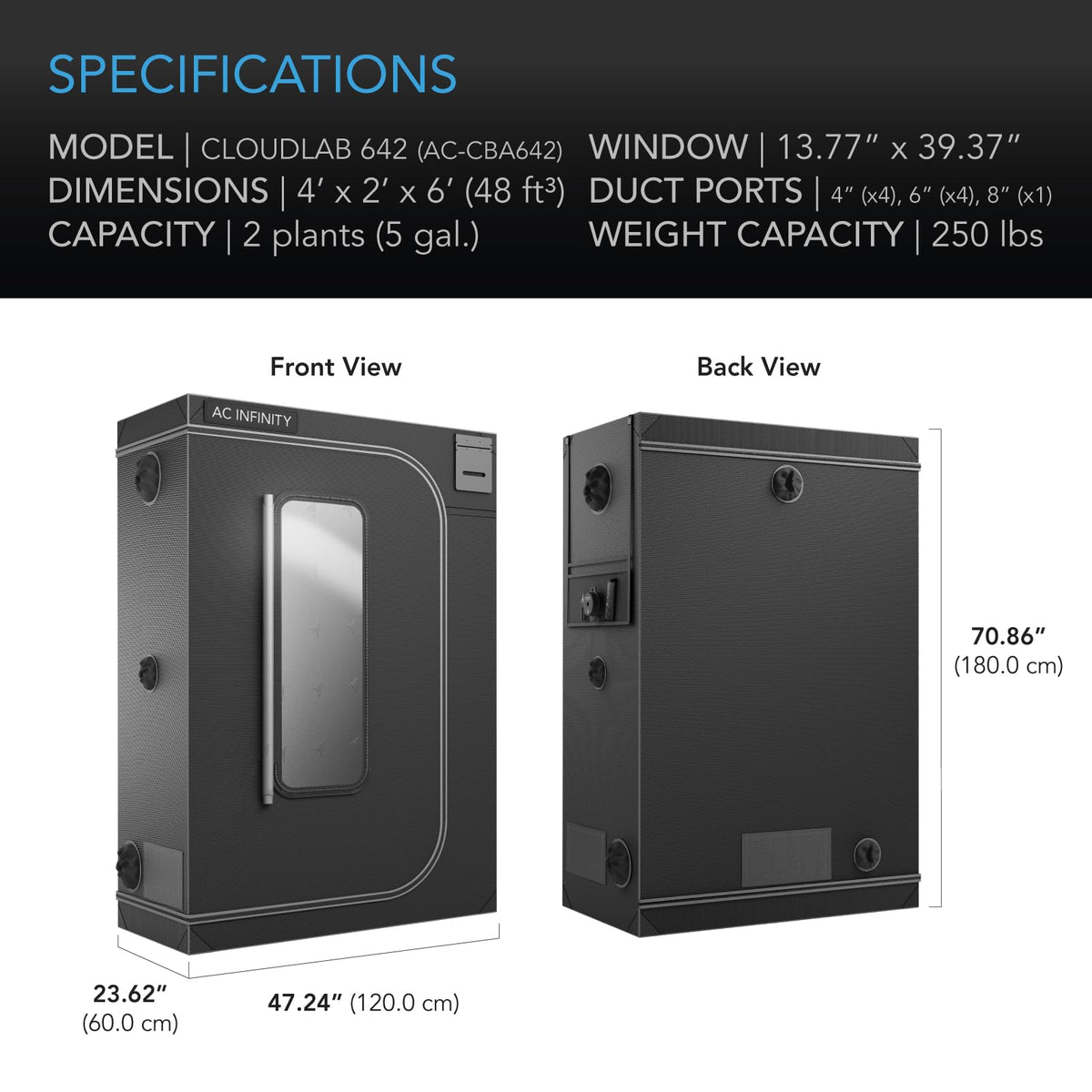 AC Infinity CLOUDLAB Grow Tents, Size and Layout Options