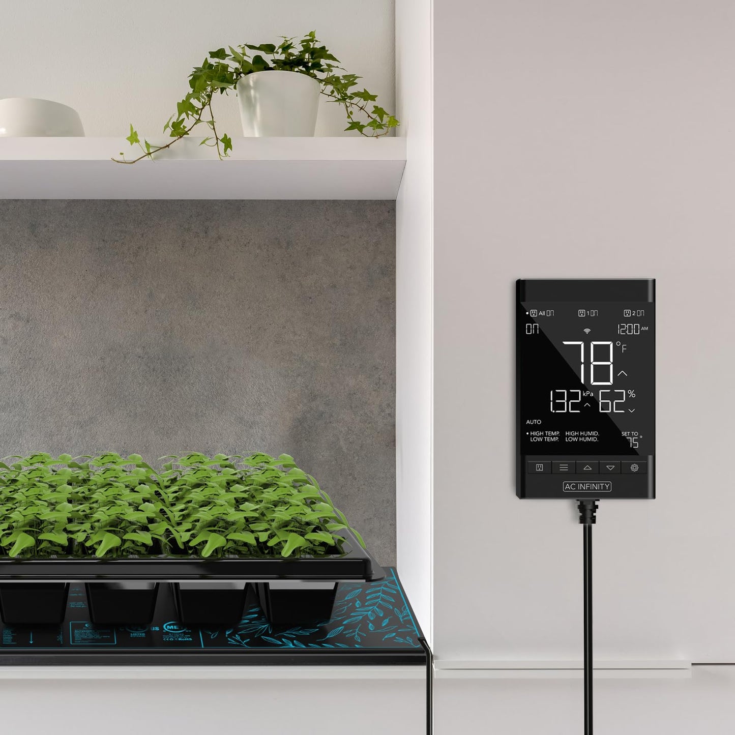 AC Infinity CONTROLLER 79 PRO, WiFi Outlet Controller, Independent Programs for Two Devices, Wall Hang Digital Thermostat with Temperature, Humidity, VPD, & Timer Controls, For Seed Starting Heat Mats