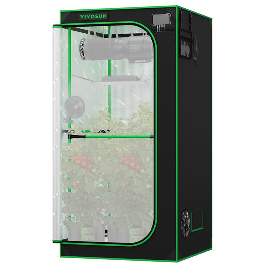 VIVOSUN P426 48"×24"×72" PRO Grow Tent, with Thick 1 inch Poles, Strengthened High Reflective Mylar Oxford Fabric, Extra Hanging Bars & High CFM Kit for Hydroponics Indoor Plant for AeroLight A200SE