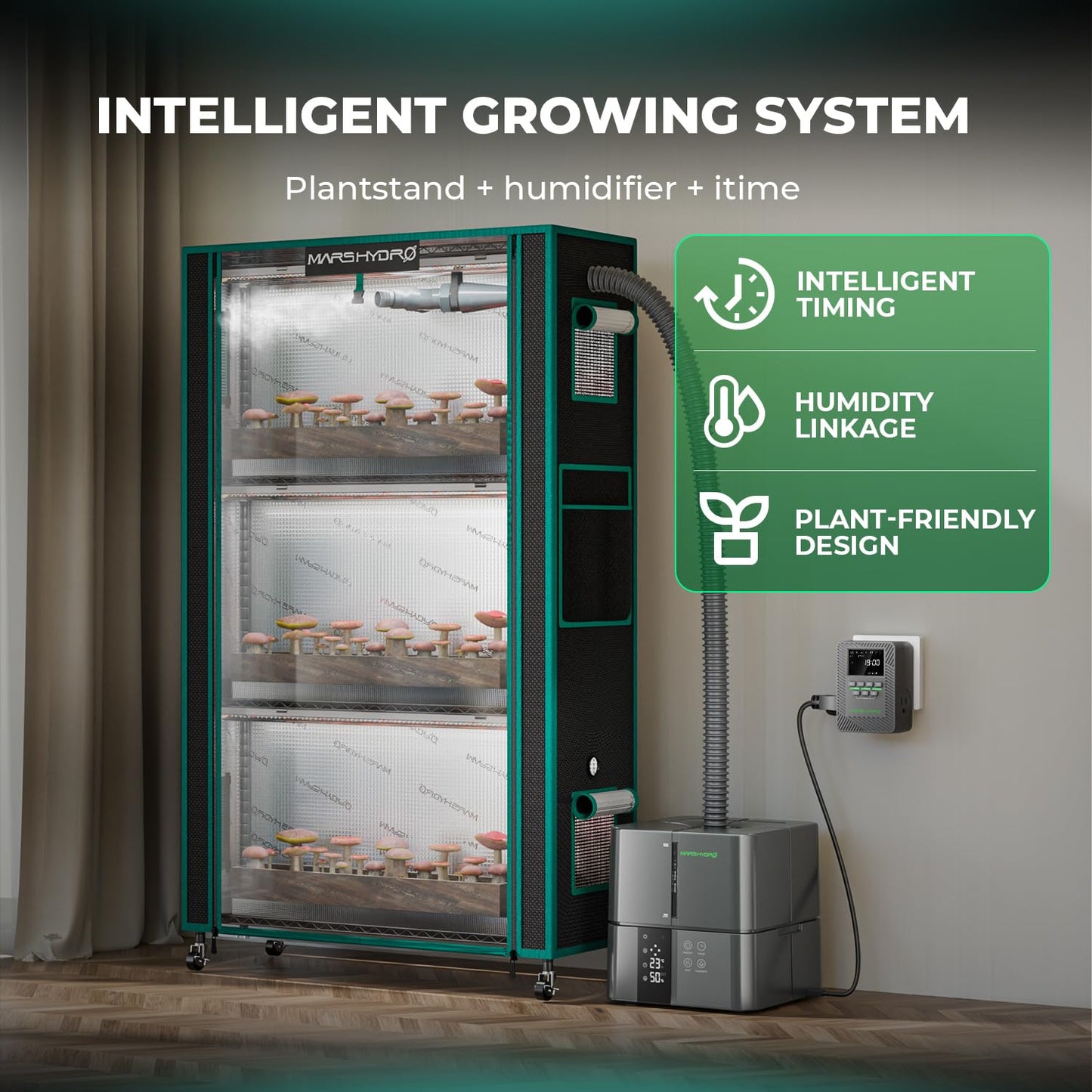 MARS HYDRO 2025 Plant Stand with Grow Lights,4-Tier Plant Shelf with 6 Full Spectrum LED Lamps (150W, 3ft) & Grow Tent | for Vegetables, Seedlings, Plant Growth | 5000K, 37×14×59''