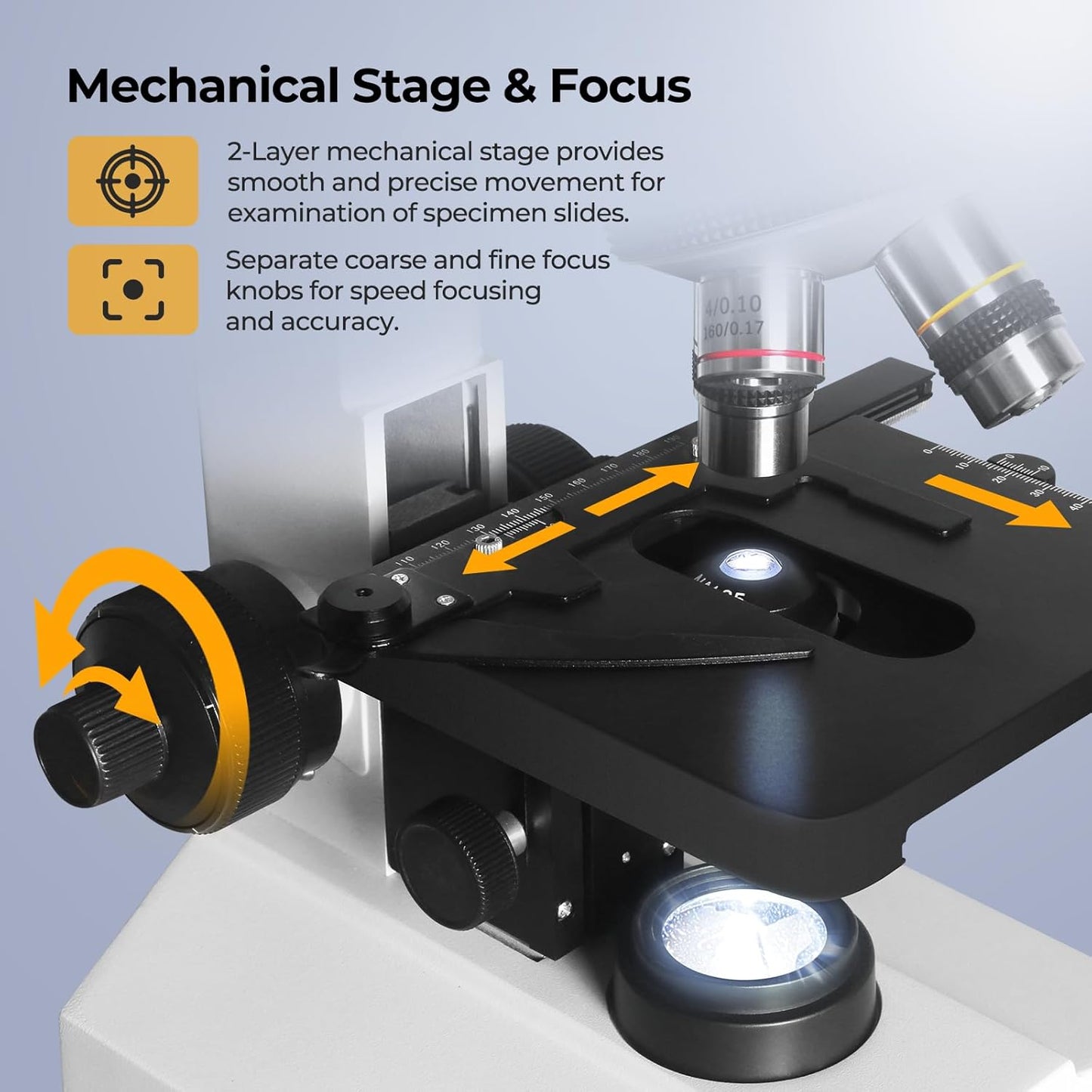 Darkfield Microorganism Model with 100 Pcs Single Concave Slides and Coverslips