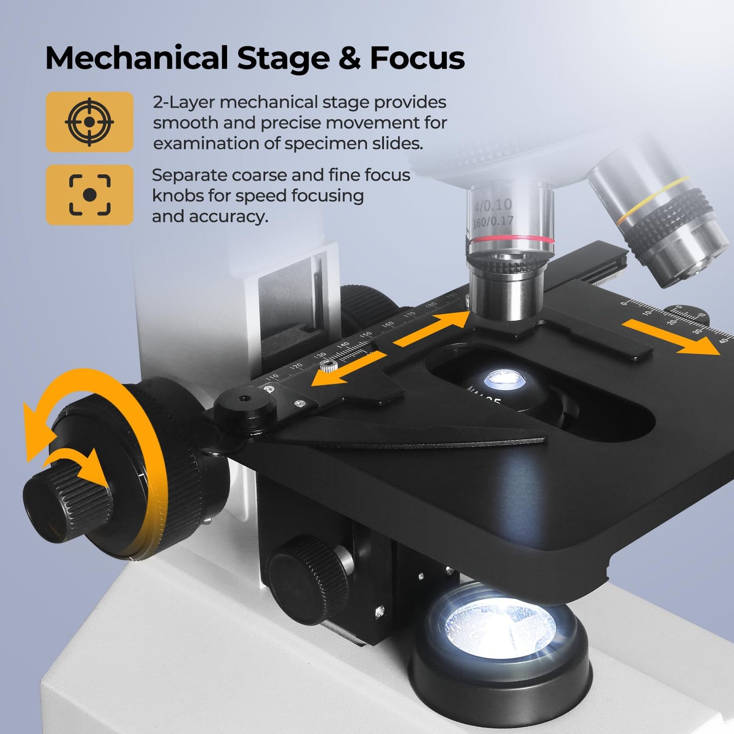 [Darkfield Microorganism Model] Vabiooth Lab Darkfield & Brightfield Trinocular Compound Microscope 40X-2500X Magnification with 7" Monitor 5MP E-Eyepiece, Adjustable Mechanical Stage, LED Source