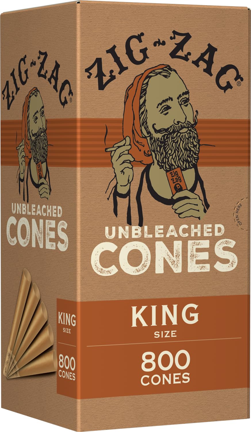 ZIG-ZAG 1 ¼-Inch Pre Rolled Cones - 50 Pack - Natural Unbleached Rolling Papers - Easy to Use & Convenient Bulk Pack- prerolled