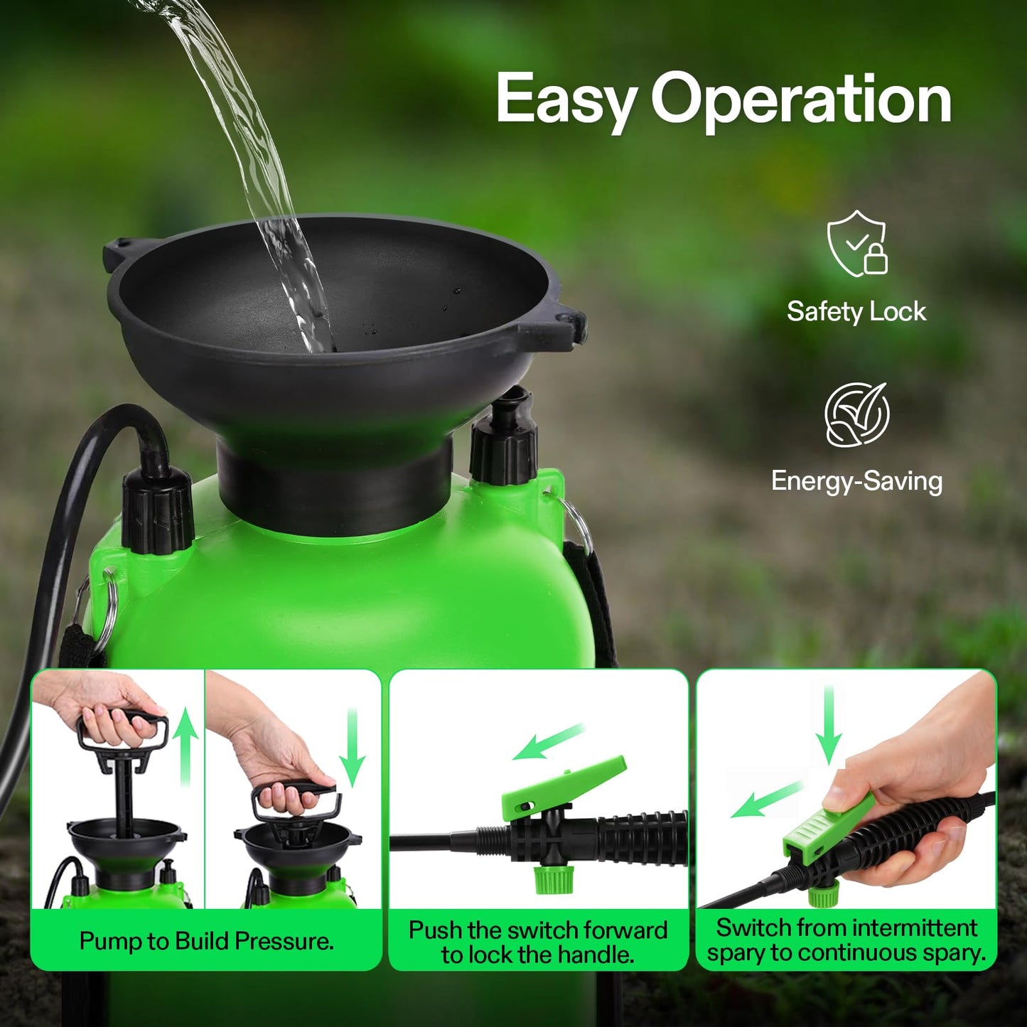 VIVOSUN 1.35-Gallon Pump Pressure Sprayer, Pressurized Lawn & Garden Water Spray Bottle with Adjustable Shoulder Strap, for Spraying Plants, Garden Watering and Household Cleaning