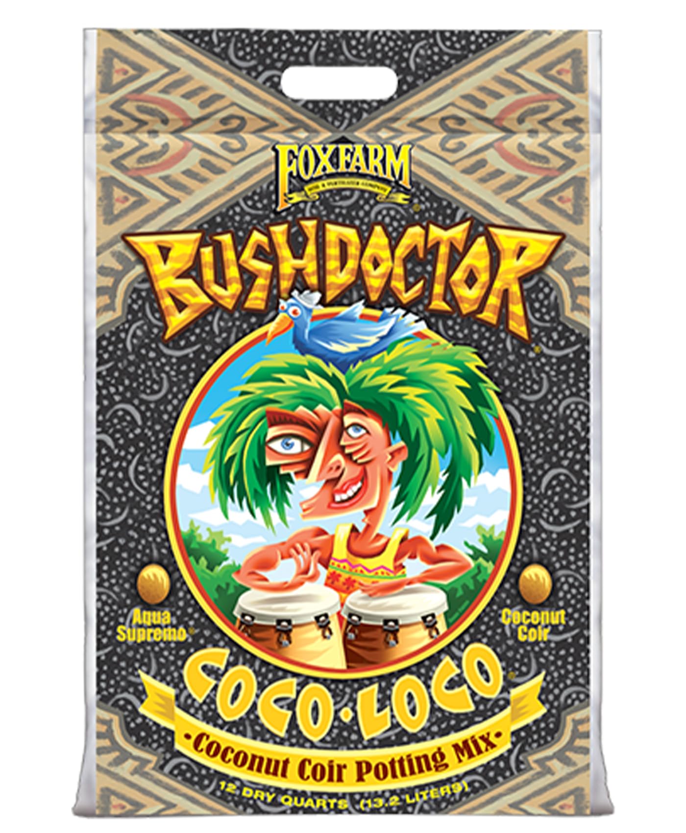 FoxFarm BushDoctor Coco Loco Soil Potting Mix, Triple-Washed for Reduced Salt, Retains Water, Includes Bat Guano & Earthworm Castings - Ideal for All Gardens 12 Quart (2 Pack)