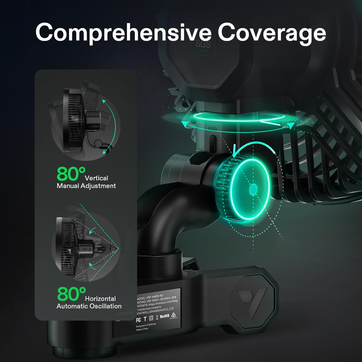 VIVOSUN AeroWave Oscillating Clip Fans, Size and Pack Options