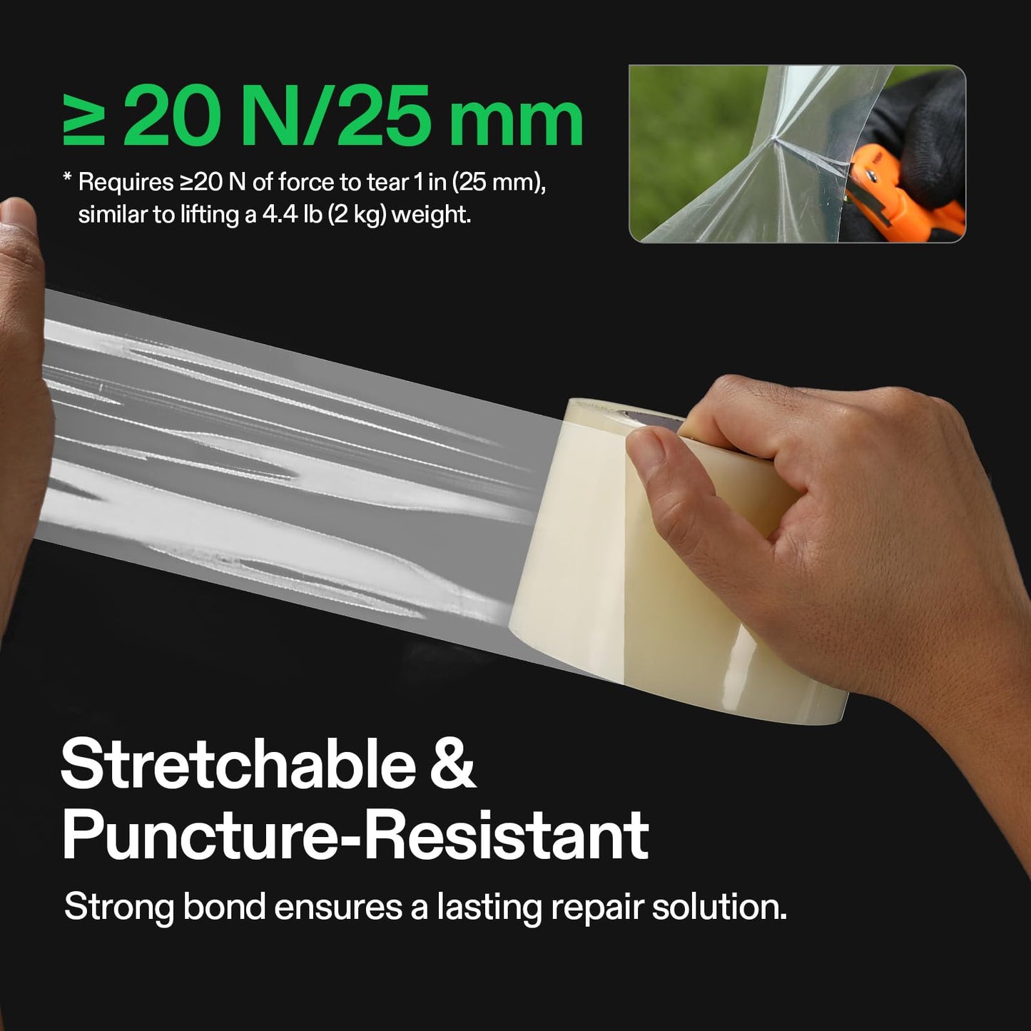 VIVOSUN Greenhouse Repair Tape, 6.3 mil 3" x 108' Weatherproof Clear Poly Patch Tape, Heavy Duty Greenhouse Sheeting Coverings Film Tape for Plastic Sheeting and Tents