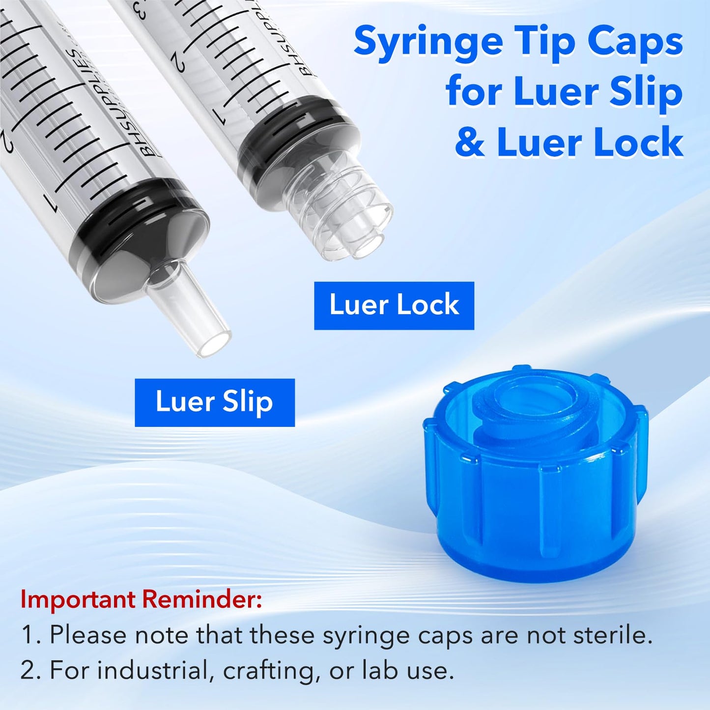 FOUR E'S SCIENTIFIC 300 pcs Syringe Tip Caps Blue