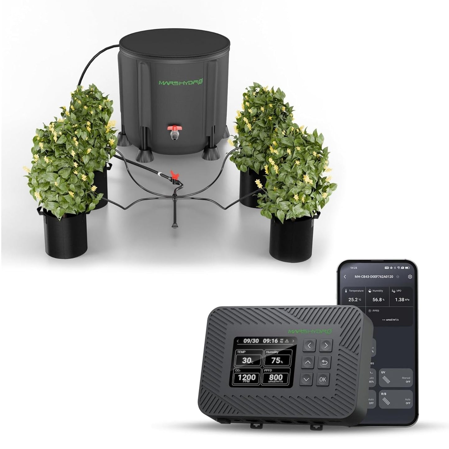 MARS HYDRO Auto Drip Irrigation Kits with iControl for Grow Tent, Smart Grow Room Controller, Smart Environmental with Temperature, Humidity, VPD,Timer, Cycle