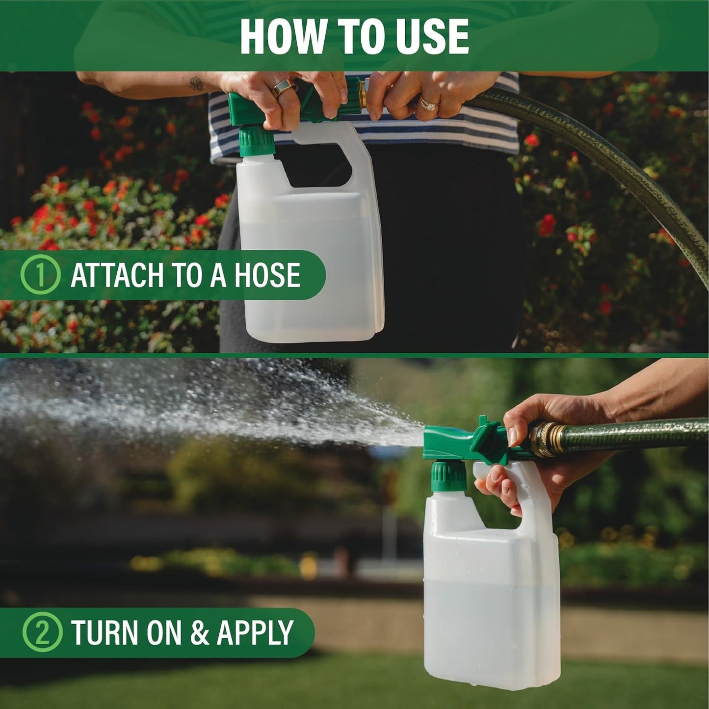 Humboldts Secret Everything Outdoor Plant Food - 5-5-5 Liquid Fertilizer with Kelp - All Purpose Fertilizer (1 Gal) w/ 2-Pack 100:1 Garden Hose End Sprayer | Multipurpose Reusable Bottles (32oz)