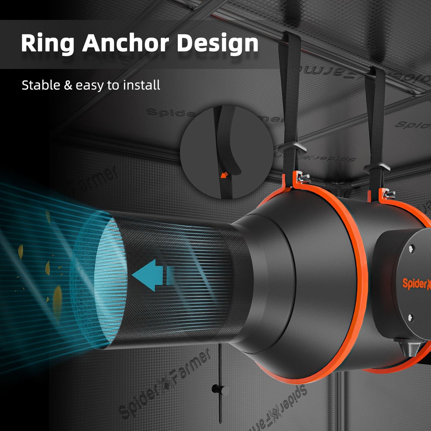 Spider Farmer 6 Inch Inline Fan with Temperature Humidity Controller, Quiet Duct Fan Intake Fan for Grow TentRoom, Heating Cooling Duct Booster Fan for Growing and Planting with Led Grow Light