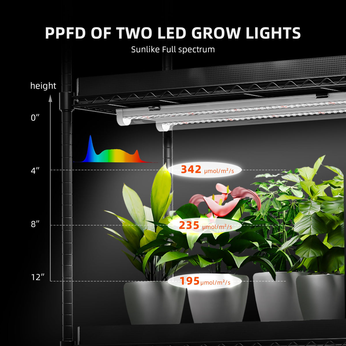 Spider Farmer 4 Tier Plant Stand with Grow Lights Indoor Greenhouse Shelf