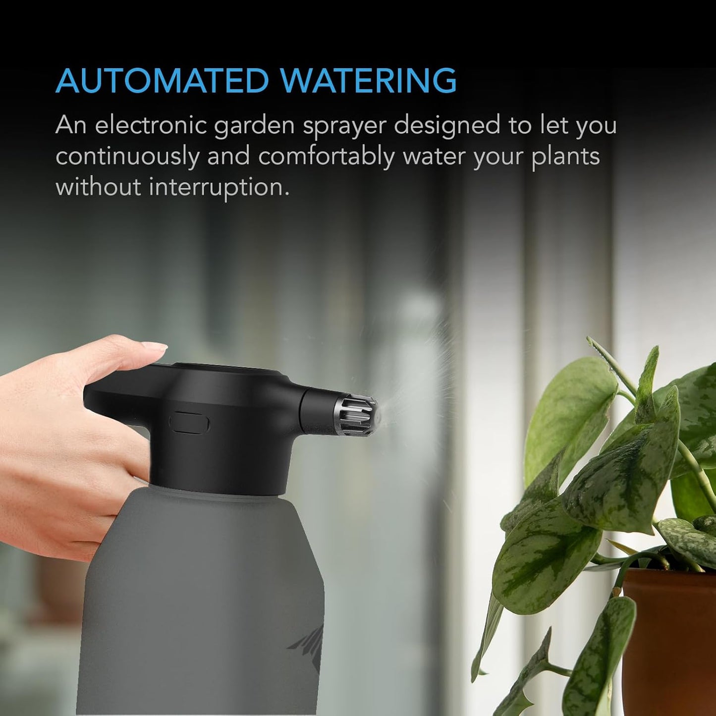 AC Infinity Automatic Sprayer, 2L Portable Electric Spray Bottle, USB Rechargeable with Adjustable Nozzle Spout for Plants Fertilizing Gardening and Cleaning (Graphite)
