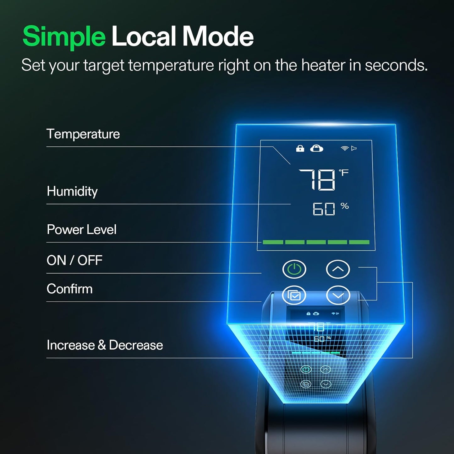 VIVOSUN AeroFlux Smart Grow Tent Heater with Thermostat, 700W PTC Heating, Compact & Portable with VPD, APP Control & Overheat Protection, Included Extension Hose for Grow Tents, Rooms, Greenhouses