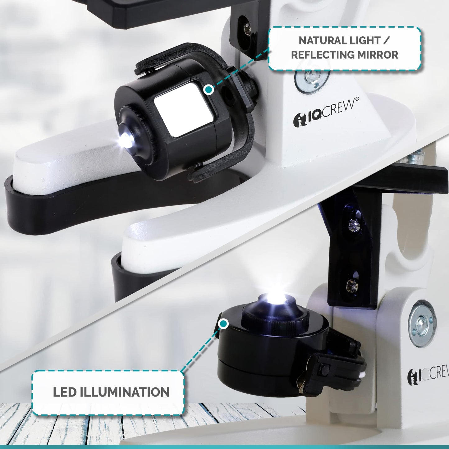 AmScope 120X-1200X 52-pcs Beginner Microscope STEM Kit with Metal Body Microscope, Plastic Slides, LED Light and Carrying Box (M30-ABS-KT2-W),White