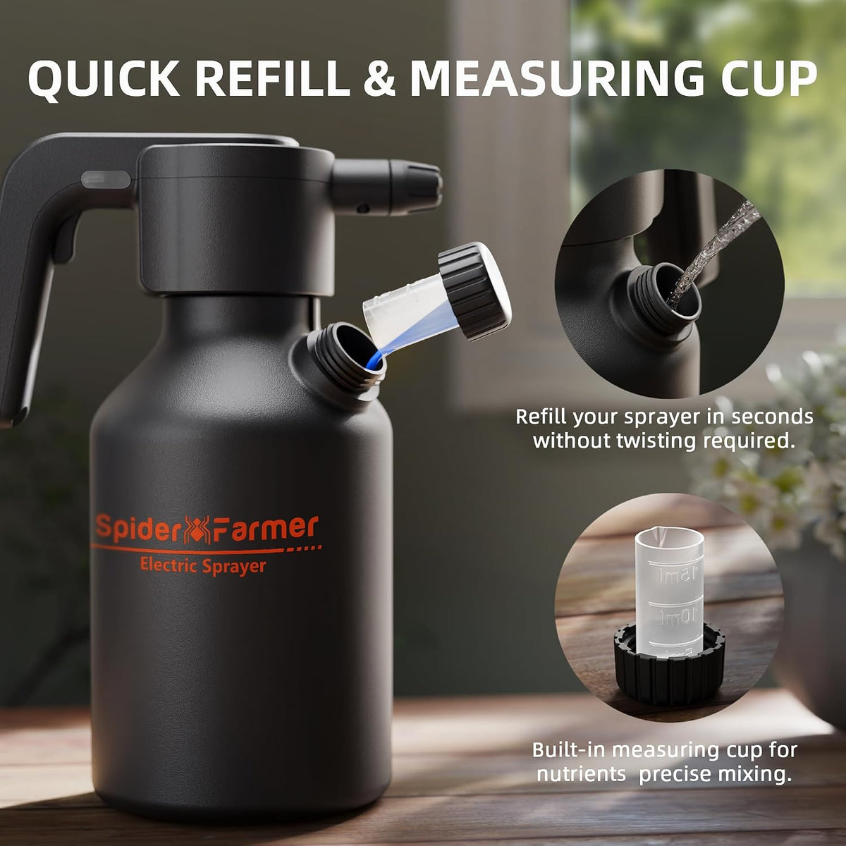 Spider Farmer 70oz Battery Powered Sprayer, 0.5 Gal Electric Spray Bottle