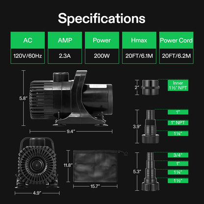 VIVOSUN Submersible Water Pumps, Multiple Flow Options