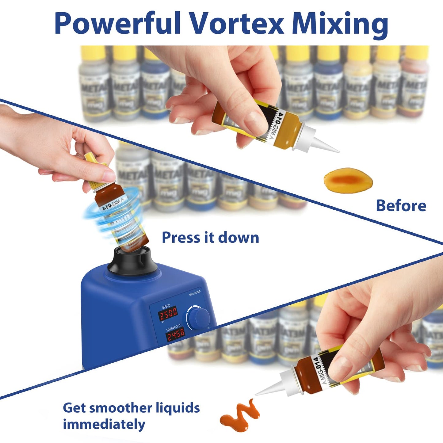FOUR E'S SCIENTIFIC Laboratory Vortex Mixer Various Speed 0-3000rpm, Touch & Continuous Function - Vortex Shaker Mixer Test Tubes Acrylic Paints Ink