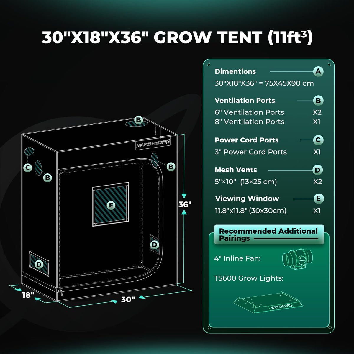 MARS HYDRO Grow Tents, Multiple Sizes