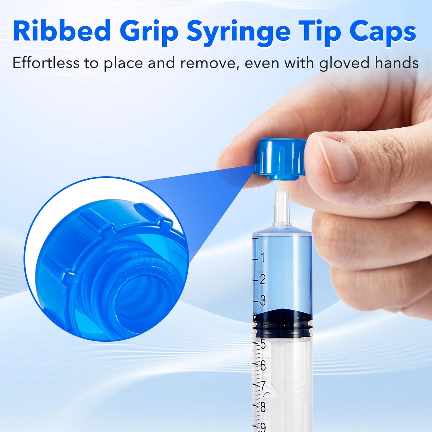 FOUR E'S SCIENTIFIC 300 pcs Syringe Tip Caps Blue