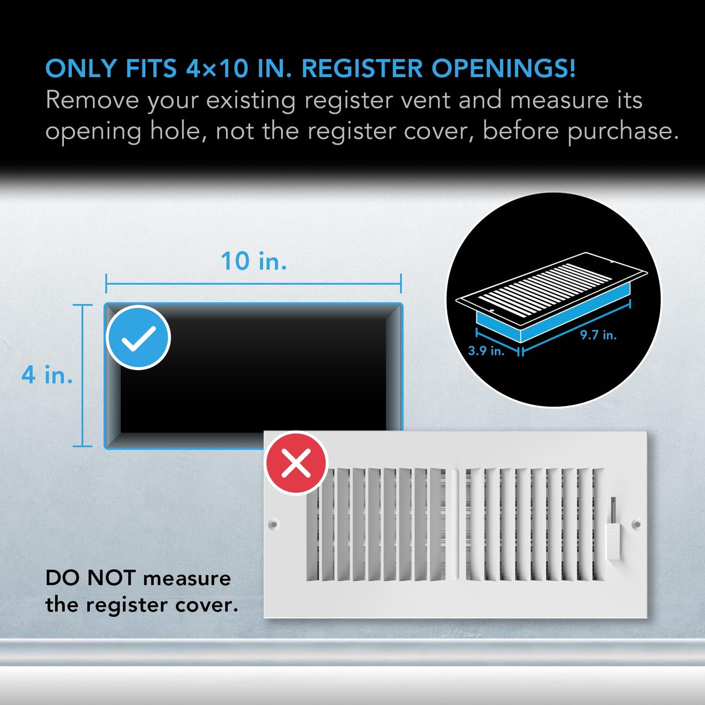 AC Infinity AIRTAP T4 White, Register Booster Fan for 4” x 10” Register Holes, Improves Heating & Cooling Vents, Quiet 10-Speeds, Bluetooth App Control Data Alerts. ONLY FITS 4” x 10” Duct Openings