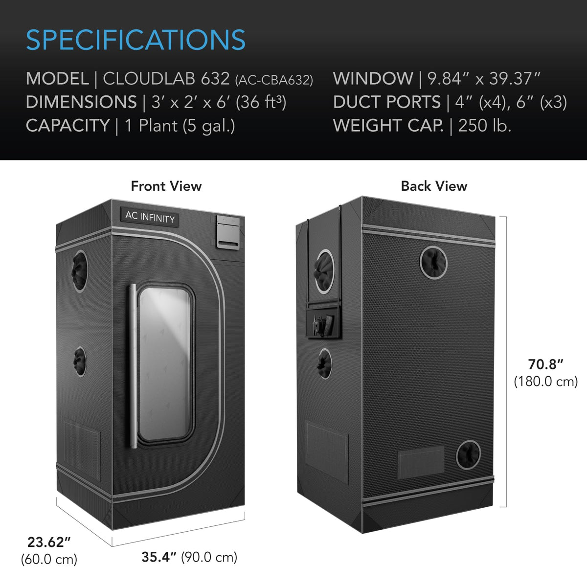 AC Infinity CLOUDLAB Grow Tents, Size and Layout Options