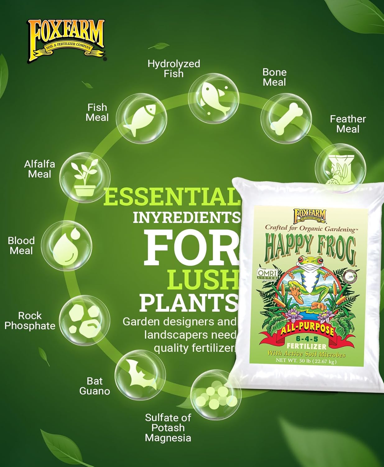 FoxFarm Happy Frog All Purpose Fertilizer 50 lb Bag