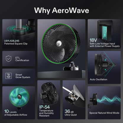 VIVOSUN AeroWave Oscillating Clip Fans, Size and Pack Options