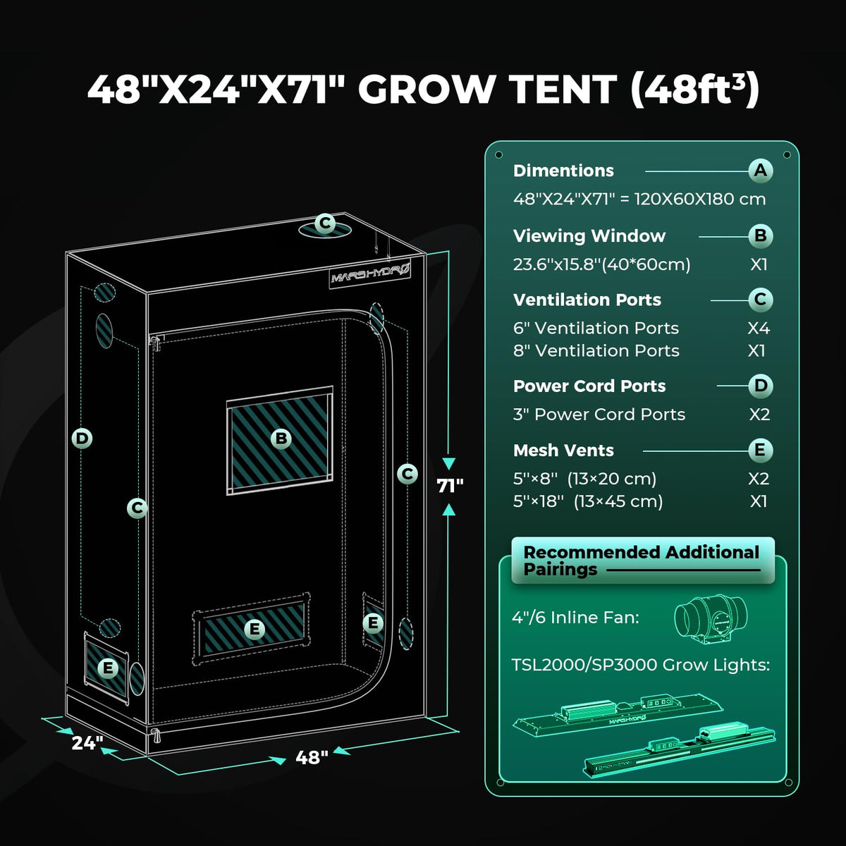 MARS HYDRO Grow Tents, Multiple Sizes
