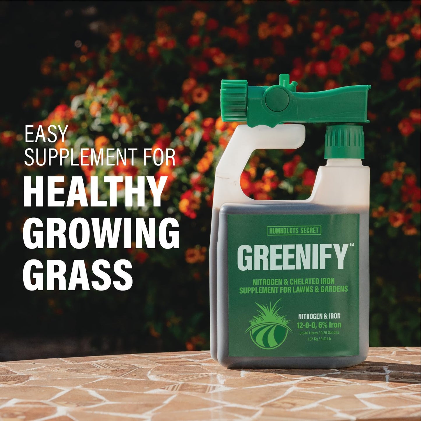 Humboldts Secret Greenify | 12-0-0 Nitrogen & 6% Iron Liquid Lawn Fertilizer | Concentrated Fertilizer Spray - Liquid Nitrogen Fertilizer - Chelated Iron Fertilizer, Liquid Iron for Lawn | 32 oz