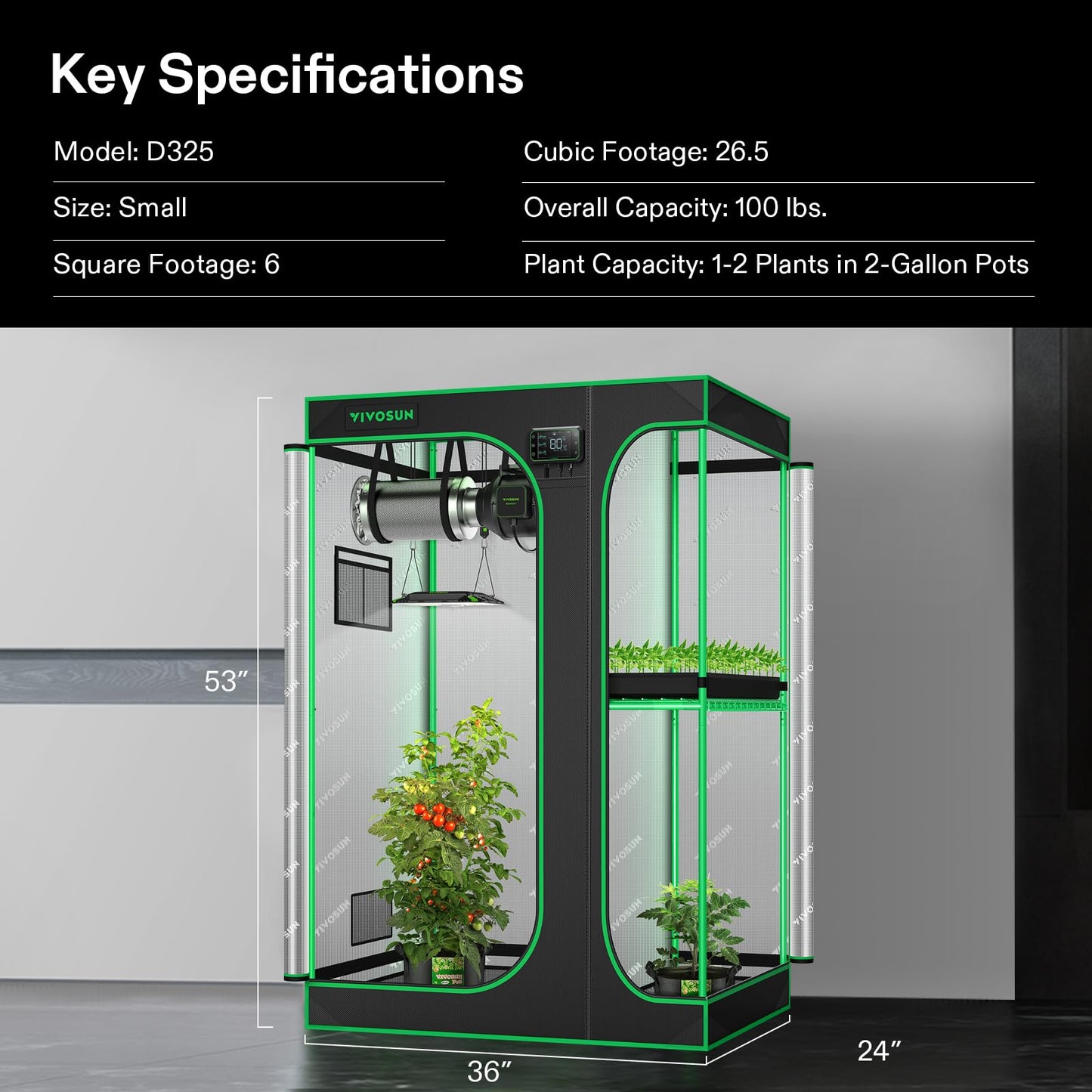 VIVOSUN D948 2-in-1 9x4 Grow Tent, 108"x48"x80" High Reflective Mylar with Multi-Chamber and Floor Tray for Hydroponic Indoor Plant