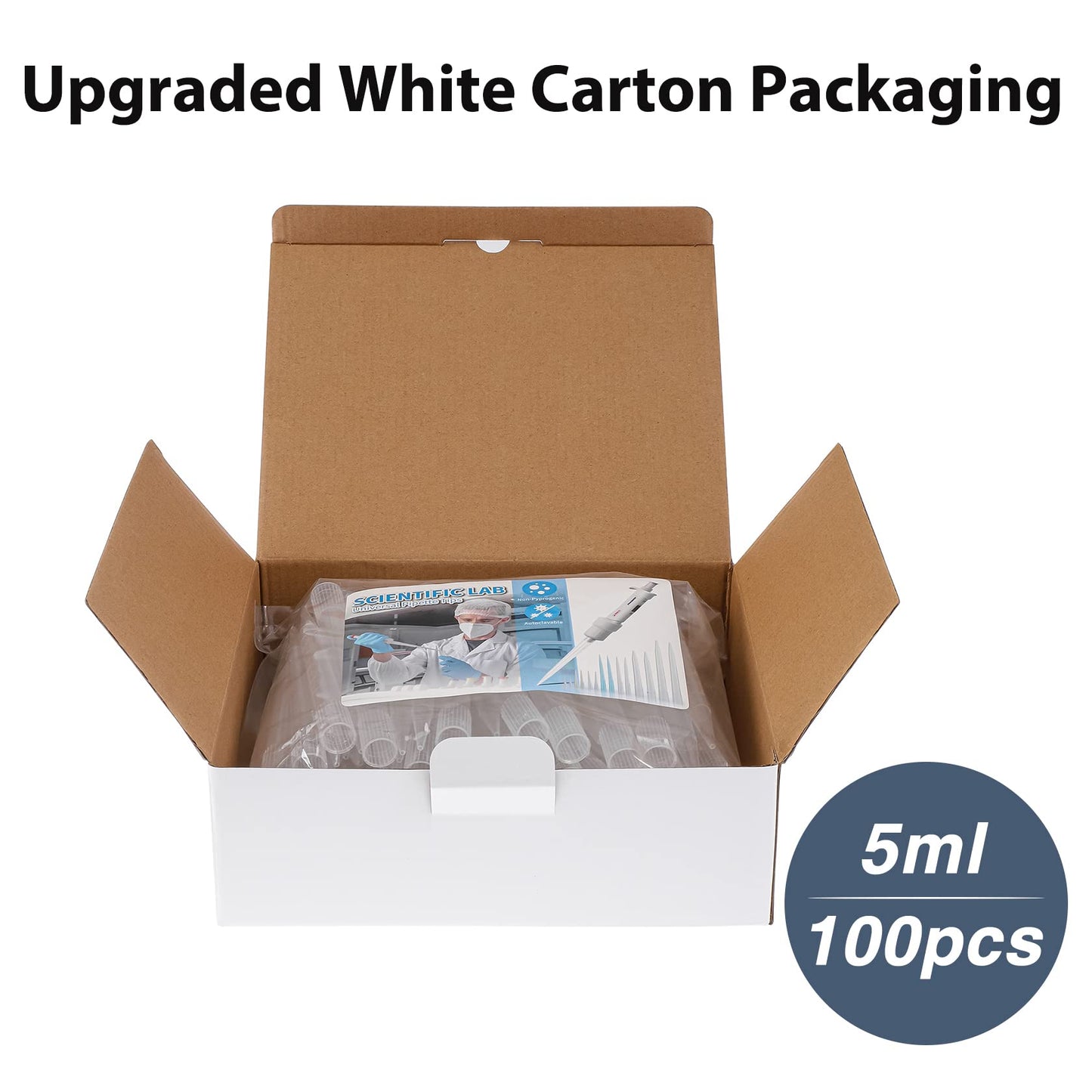 FOUR E'S SCIENTIFIC 10ml Pipette Tips Microchemical Disposable Liquid Pipettor Tips 10mL 100pcs Autoclavable Polypropylene (PP)