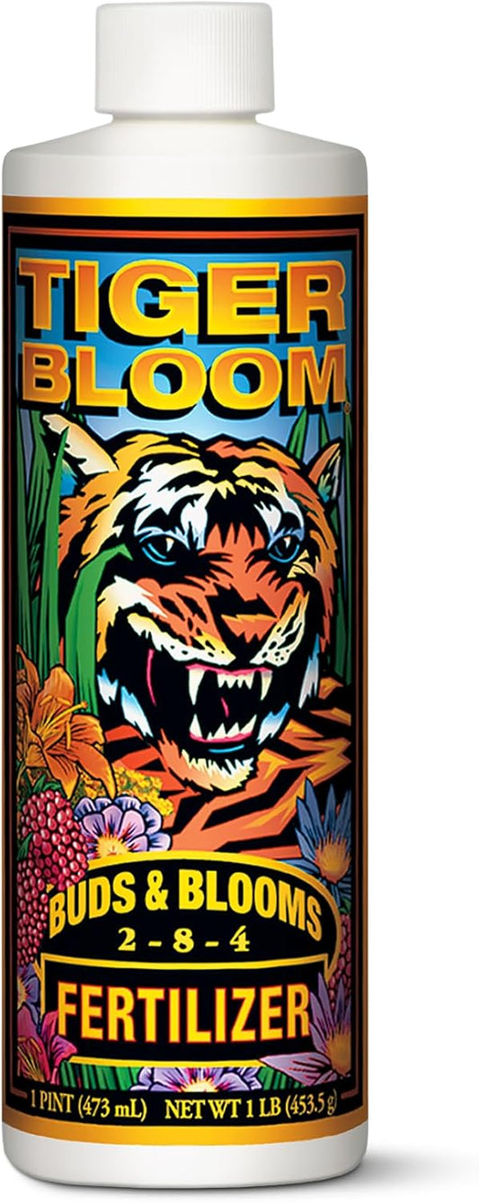 FoxFarm Tiger Bloom Liquid Plant Food - Phosphorus Fertilizer for Buds, Blooms & Flowering - Supports Soil & Hydroponic Systems - High Micronutrient Formula with 2-8-4 Nutrient
